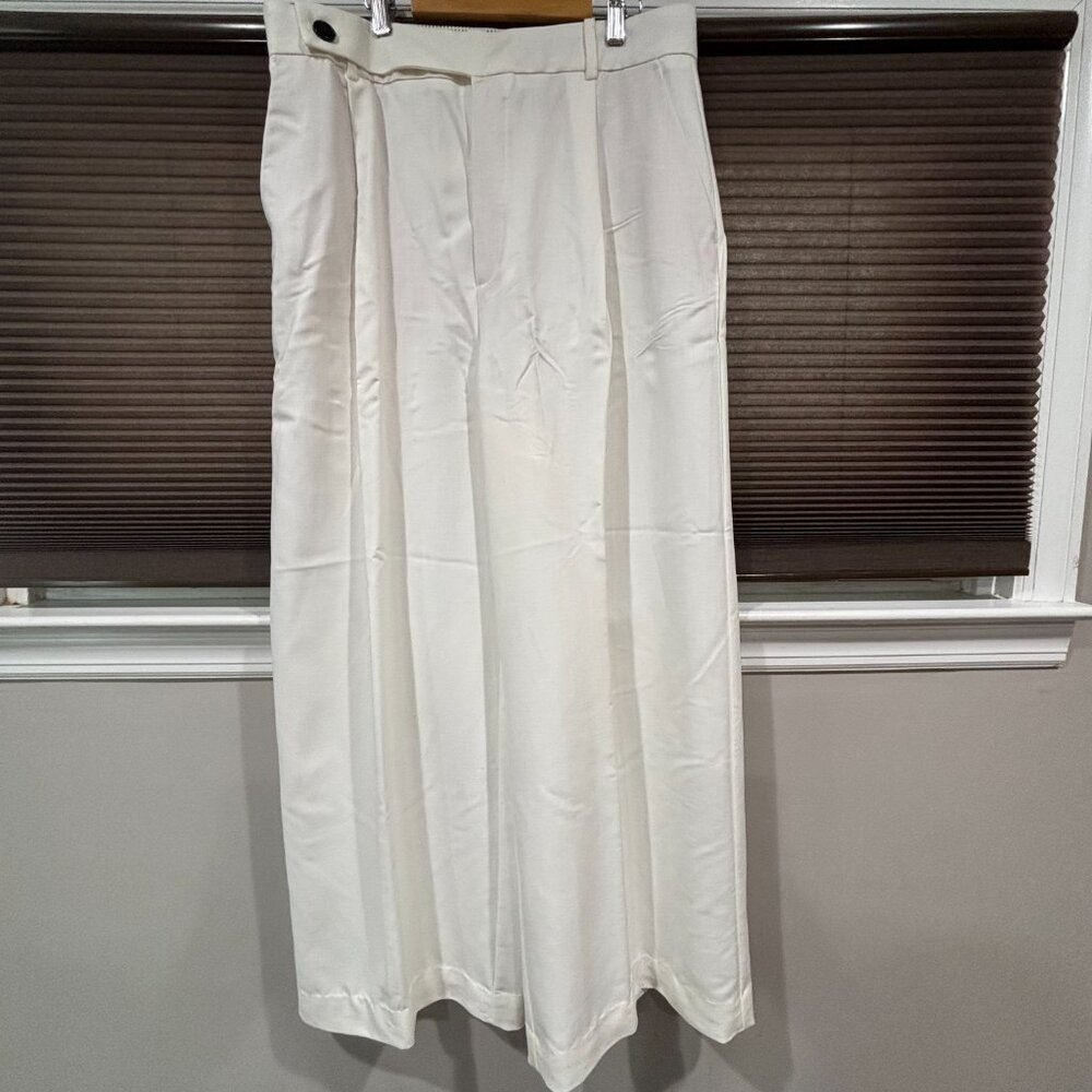 Zara Women Ivory Wide leg Full length pants SZ: XL